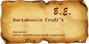 Bartakovics Ernák névjegykártya